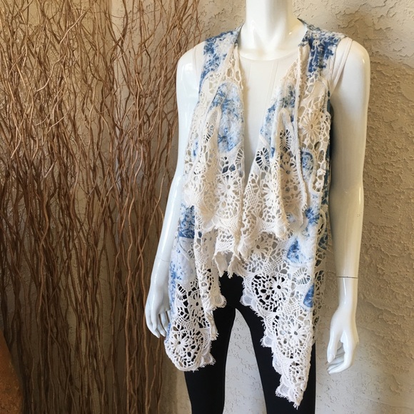 Chico’s • Tie-dye Boho lace vest | Sz M - Picture 2 of 12